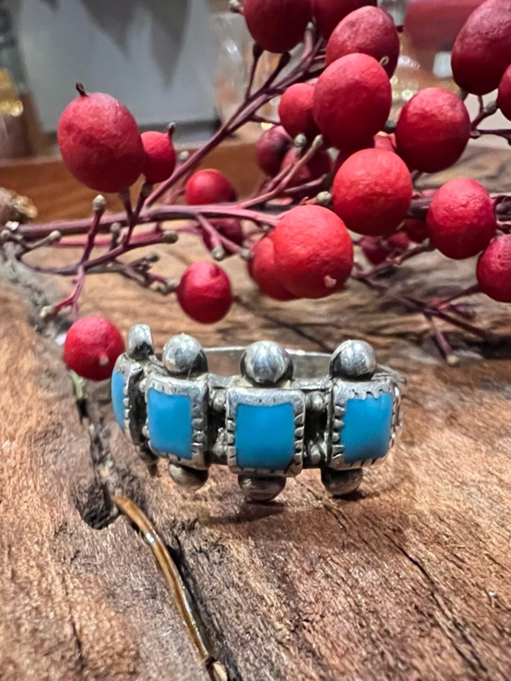 Bell Trading Navajo Turquoise Ring Band Blue Sleeping Beauty ?  Native Sterling